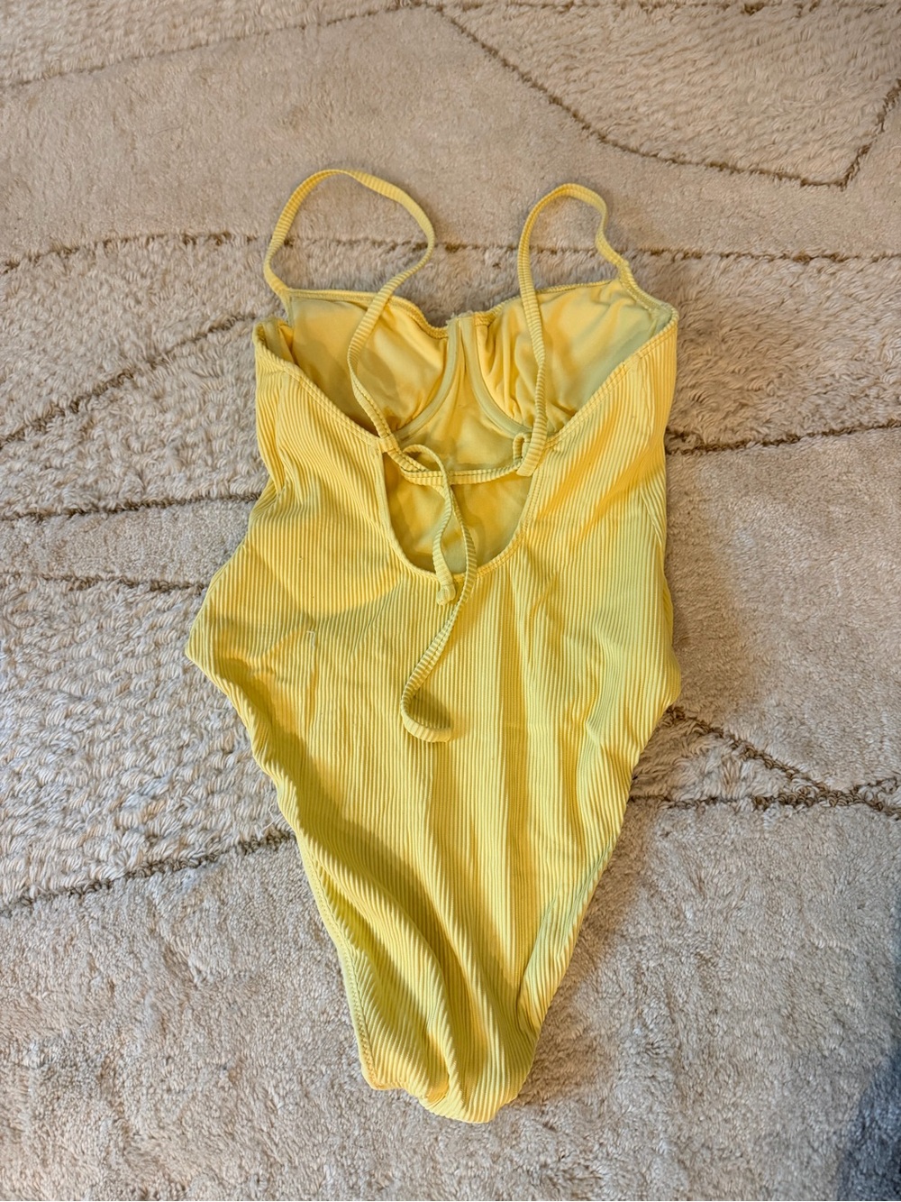 Yellow Ribbed One-Piece Swimsuit - Picture 2 of 3